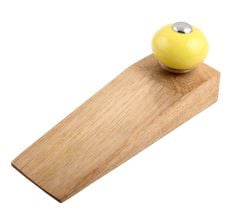 Yellow Round Ceramic Wooden Door Stopper